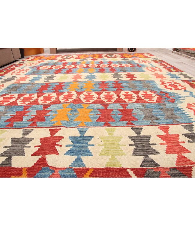 300x203cm Mooie handgeweven Kelim vloerkleed wollen oosterse tapijt