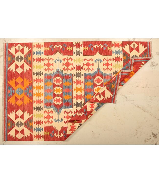 305x202cm Afghanischer orientalischer Wollteppich handgefertigter Kelim-Teppich