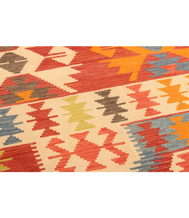 305x202cm Afghanischer orientalischer Wollteppich handgefertigter Kelim-Teppich