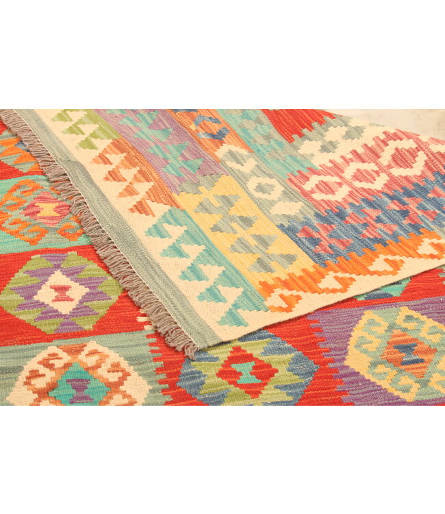 308x207cm  Afghanischer orientalischer Wollteppich handgefertigter Kelim-Teppich