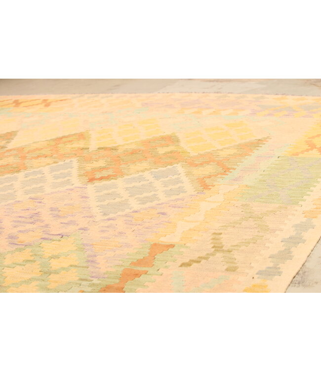 294x203cm Afghanischer orientalischer Wollteppich handgefertigter Kelim-Teppich