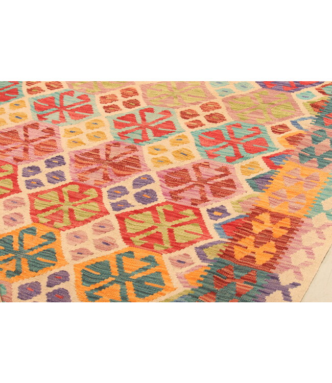 300x194cm Afghanischer orientalischer Wollteppich handgefertigter Kelim-Teppich