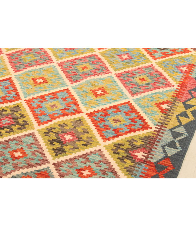 291x207cm Afghanischer orientalischer Wollteppich handgefertigter Kelim-Teppich