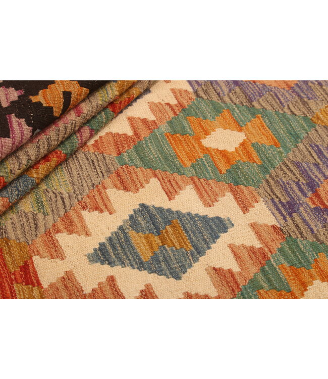 300x205cm Handgeweven Traditionele Kelim Vloerkleed Wol Tapijt