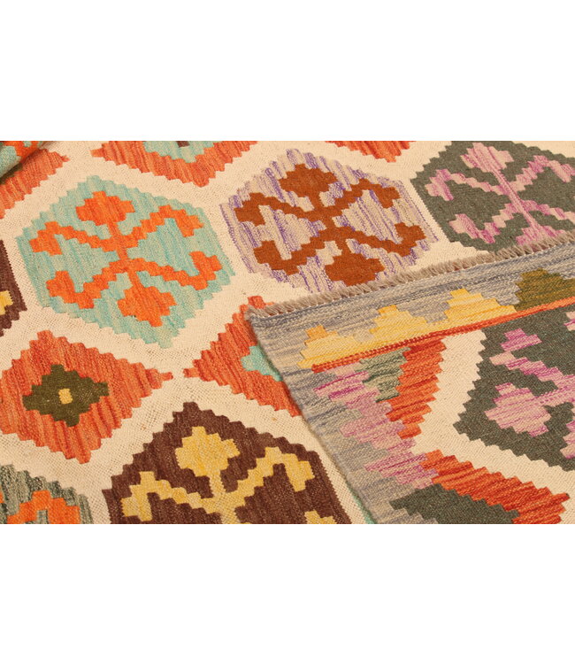 300x202cm Handgeweven Traditionele Kelim Vloerkleed Wol Tapijt