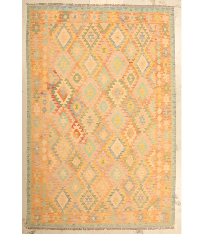 304x200cm  Afghanischer orientalischer Wollteppich handgefertigter Kelim-Teppich