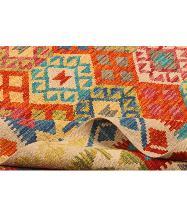 300x204cm Handgeweven Traditionele Kelim Vloerkleed Wol Tapijt