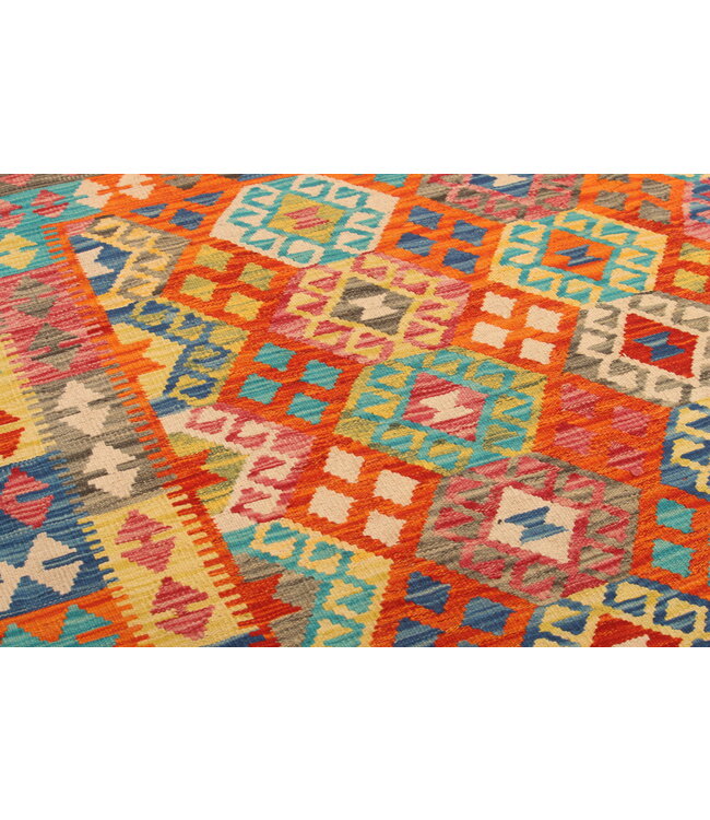 300x204cm Handgeweven Traditionele Kelim Vloerkleed Wol Tapijt