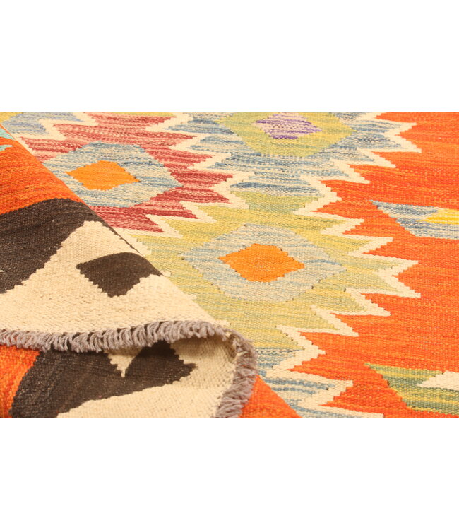 295x196cm Handgewebter Traditioneller Kelim Teppich Woll