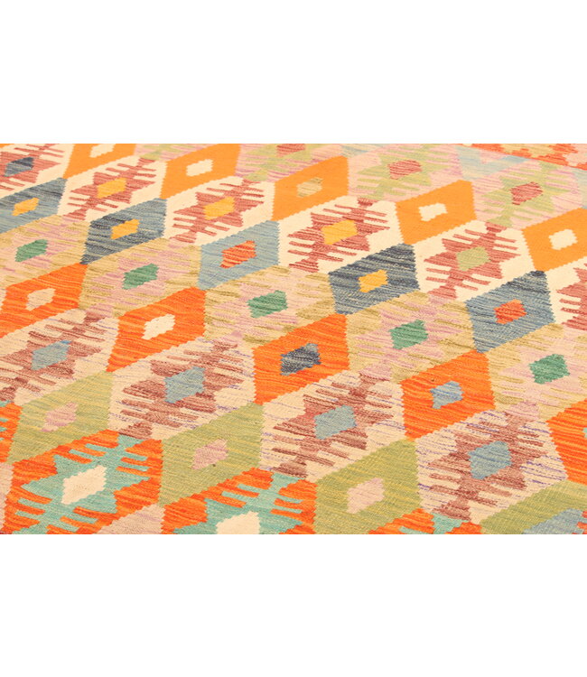 294x207cm Afghanischer orientalischer Wollteppich handgefertigter Kelim-Teppich