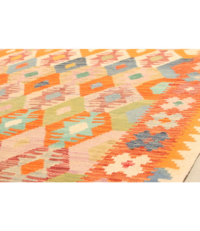 294x207cm Afghanischer orientalischer Wollteppich handgefertigter Kelim-Teppich