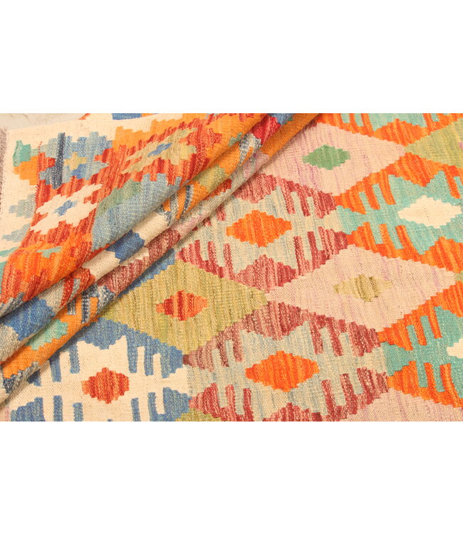 294x207cm Afghanischer orientalischer Wollteppich handgefertigter Kelim-Teppich