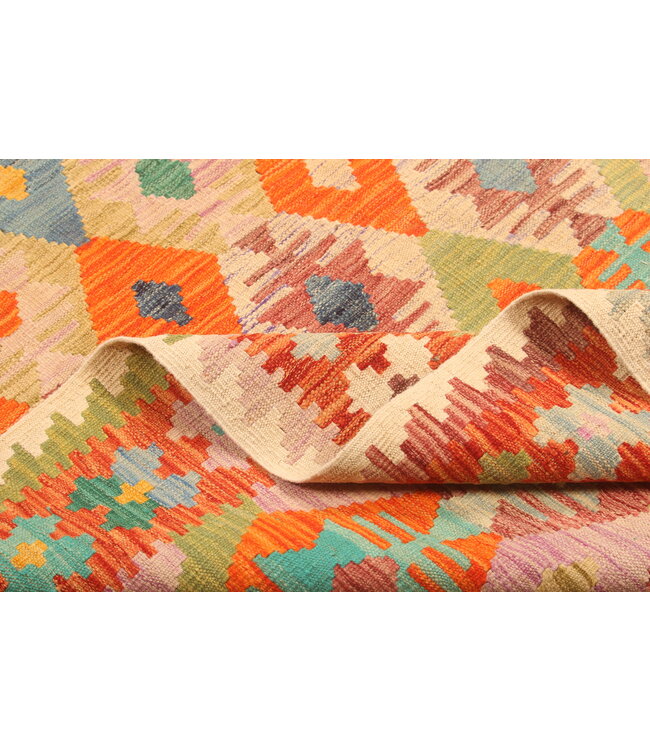 294x207cm Afghanischer orientalischer Wollteppich handgefertigter Kelim-Teppich