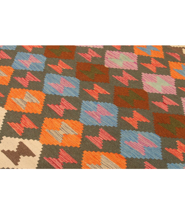 304x204cm Handgeweven Traditionele Kelim Vloerkleed Wol Tapijt