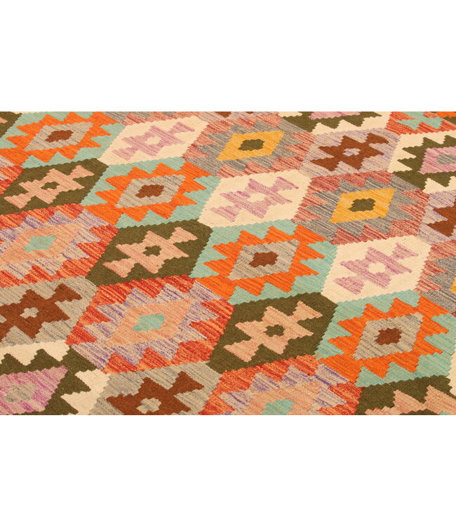 303x209cm Handgewebter Traditioneller Kelim Teppich Woll