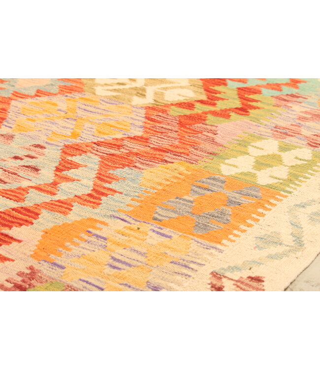 297x208 cm  Handgeweven Traditionele Kelim Vloerkleed Wol Tapijt