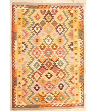 Kelimshop 298x202cm Afghanischer orientalischer Wollteppich handgefertigter Kelim-Teppich