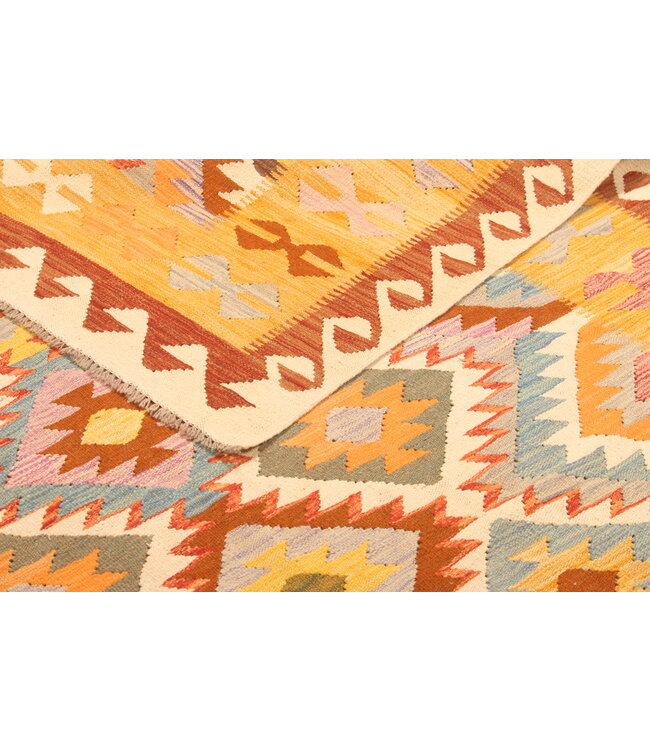 298x200cm Afghanischer orientalischer Wollteppich handgefertigter Kelim-Teppich