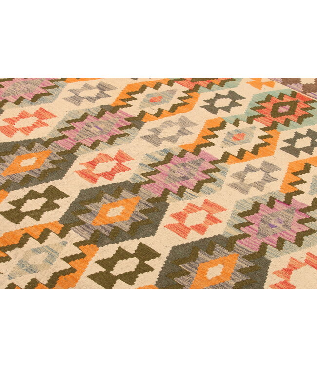 305x210cm  Afghanischer orientalischer Wollteppich handgefertigter Kelim-Teppich