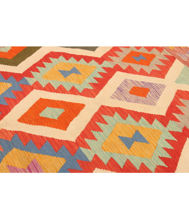 300x195cm Handgewebter Traditioneller Kelim Teppich Woll