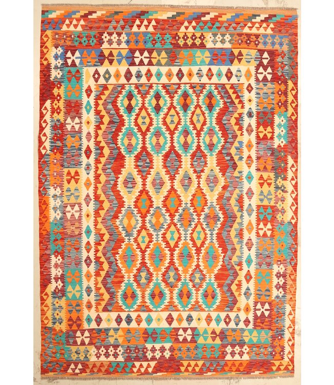 306x212cm Mooie handgeweven Kelim vloerkleed wollen oosterse tapijt