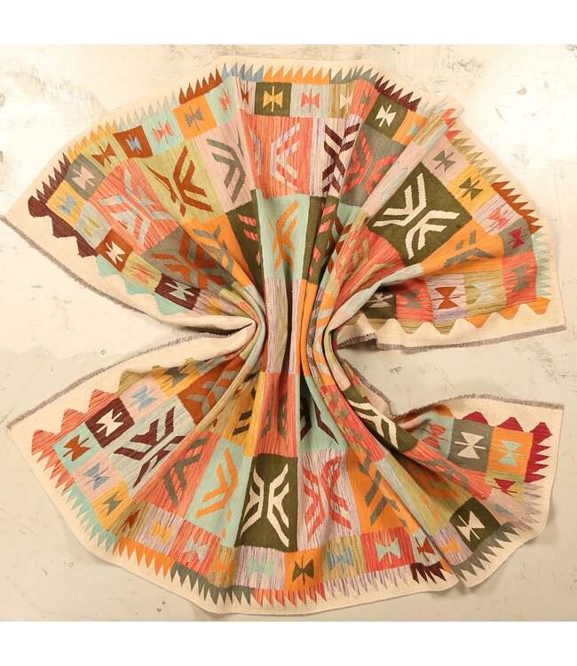 300x199cm Afghanischer orientalischer Wollteppich handgefertigter Kelim-Teppich