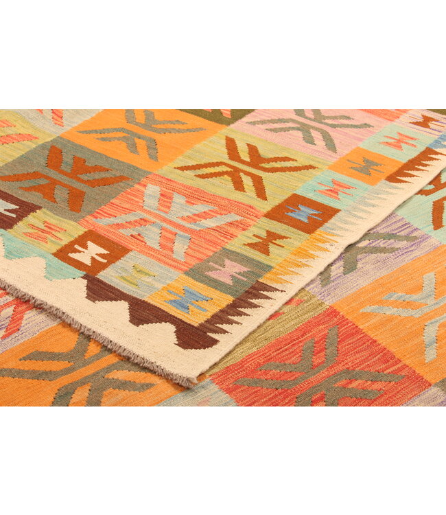 300x199cm Afghanischer orientalischer Wollteppich handgefertigter Kelim-Teppich