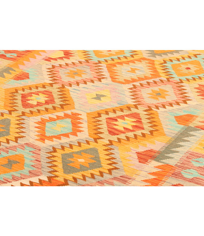 300x192cm Afghanischer orientalischer Wollteppich handgefertigter Kelim-Teppich