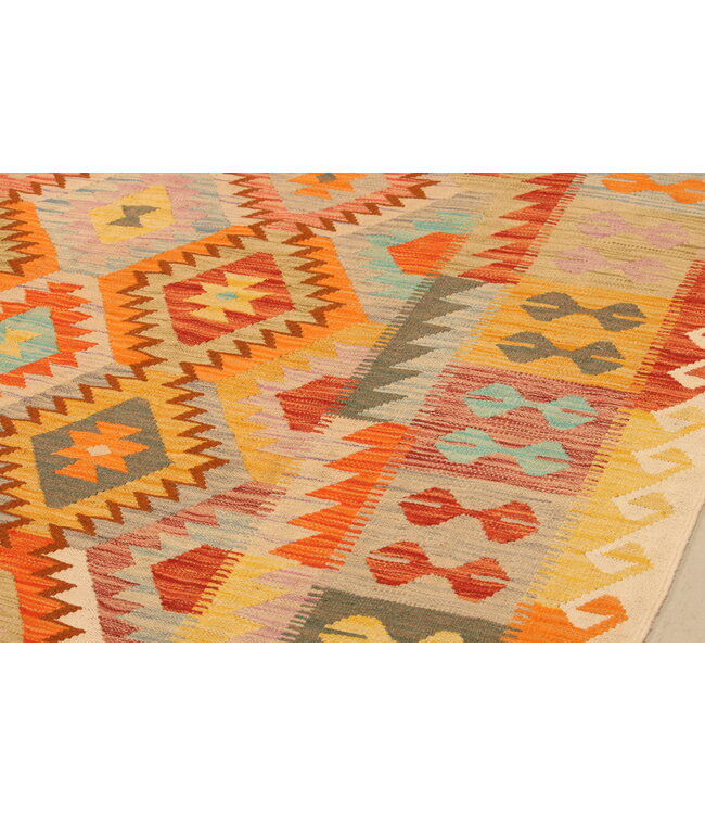 300x192cm Afghanischer orientalischer Wollteppich handgefertigter Kelim-Teppich