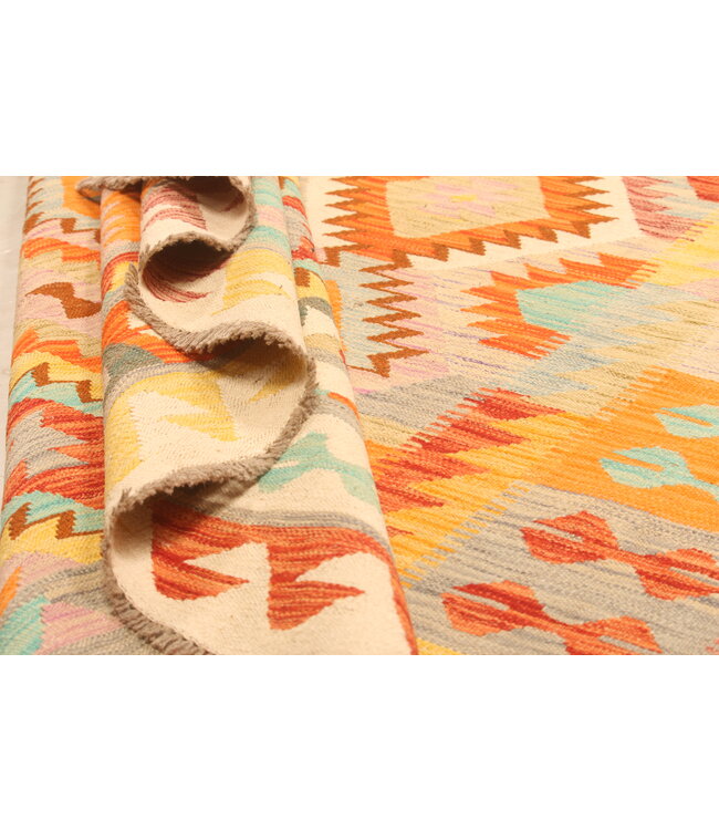 300x192cm Afghanischer orientalischer Wollteppich handgefertigter Kelim-Teppich