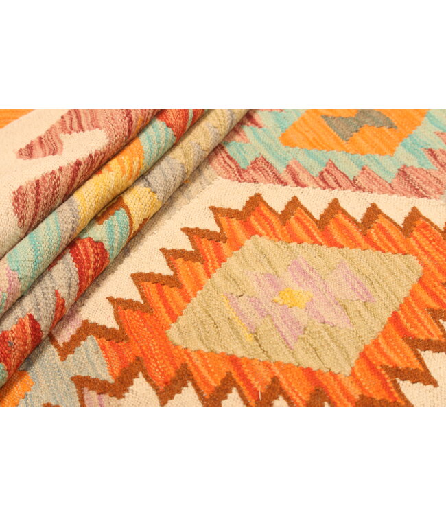 300x192cm Afghanischer orientalischer Wollteppich handgefertigter Kelim-Teppich