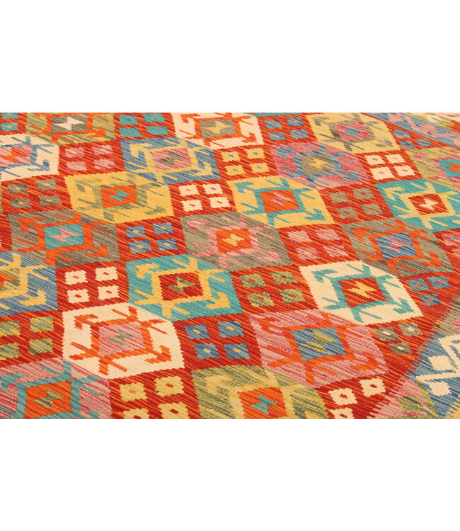 307x210cm Afghanischer orientalischer Wollteppich handgefertigter Kelim-Teppich