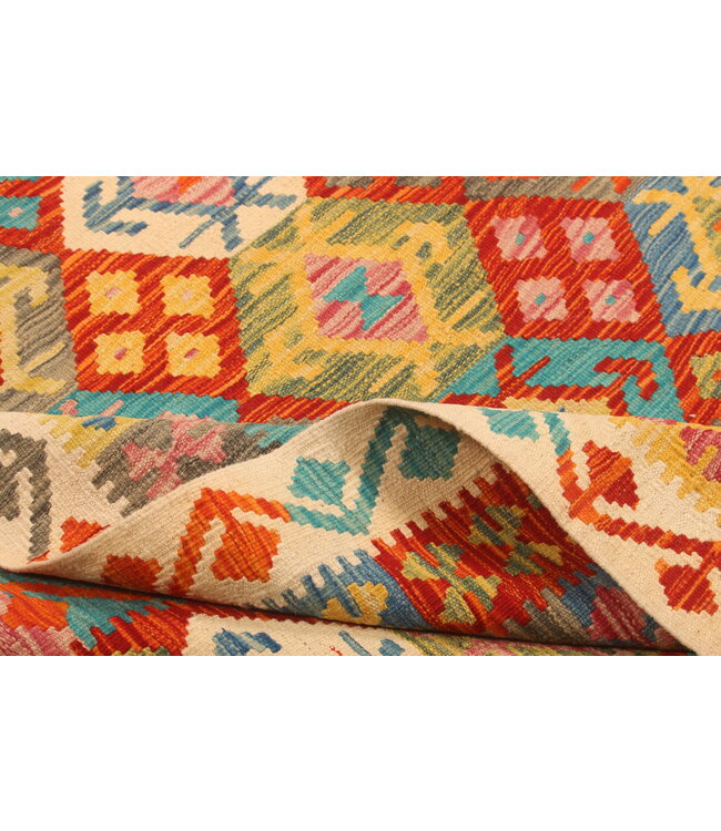 307x210cm Afghanischer orientalischer Wollteppich handgefertigter Kelim-Teppich