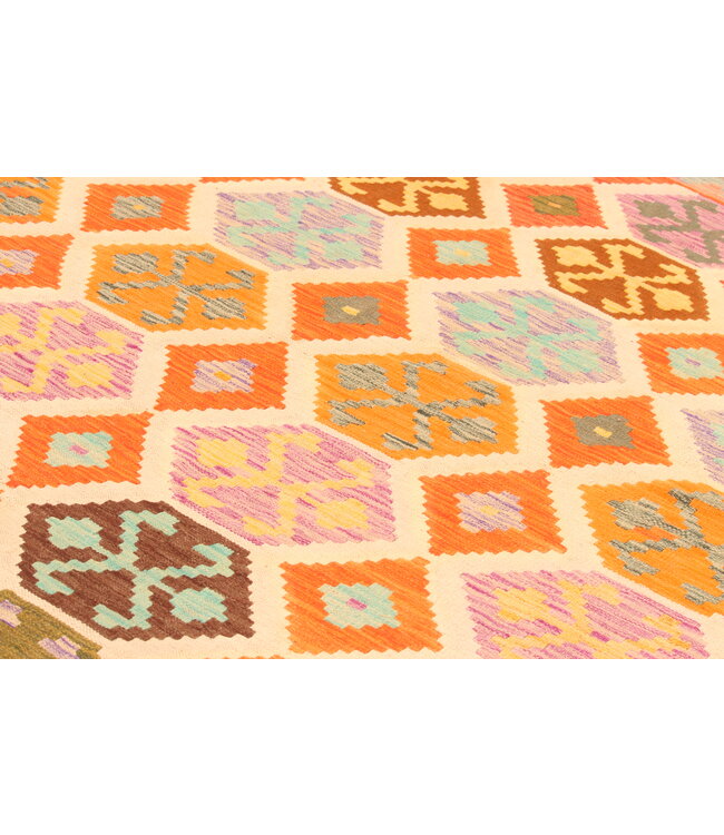 305x203cm Afghanischer orientalischer Wollteppich handgefertigter Kelim-Teppich