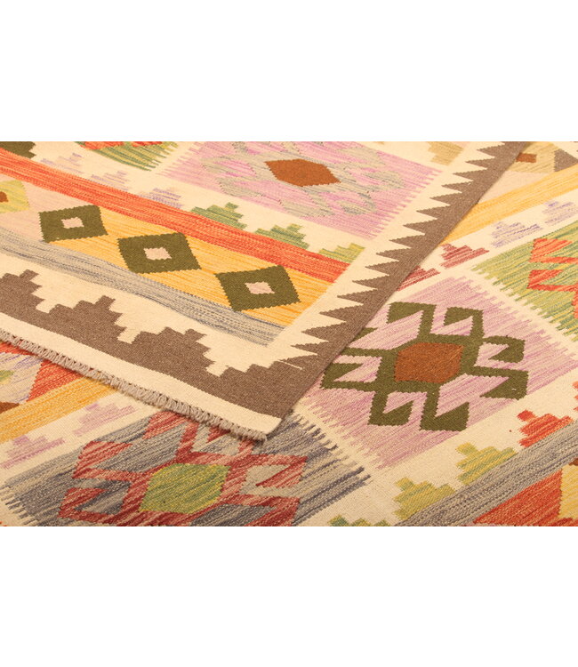 300x193cm Afghanischer orientalischer Wollteppich handgefertigter Kelim-Teppich