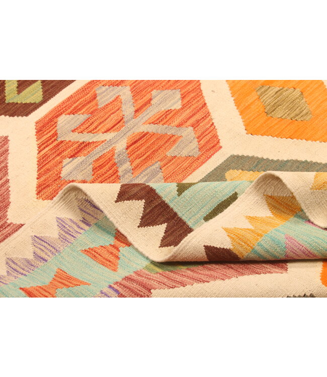 302x192cm Afghanischer orientalischer Wollteppich handgefertigter Kelim-Teppich