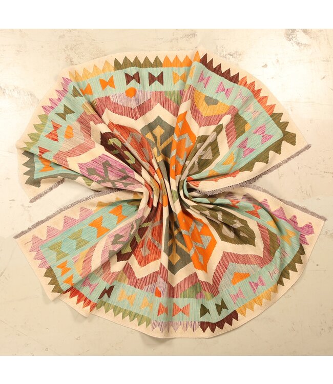 302x192cm Afghanischer orientalischer Wollteppich handgefertigter Kelim-Teppich