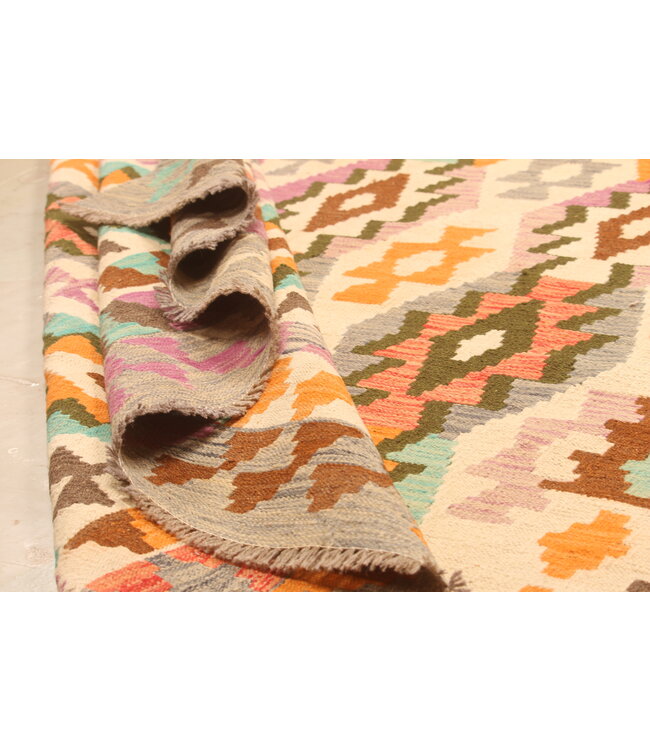 292x205cm Afghanischer orientalischer Wollteppich handgefertigter Kelim-Teppich