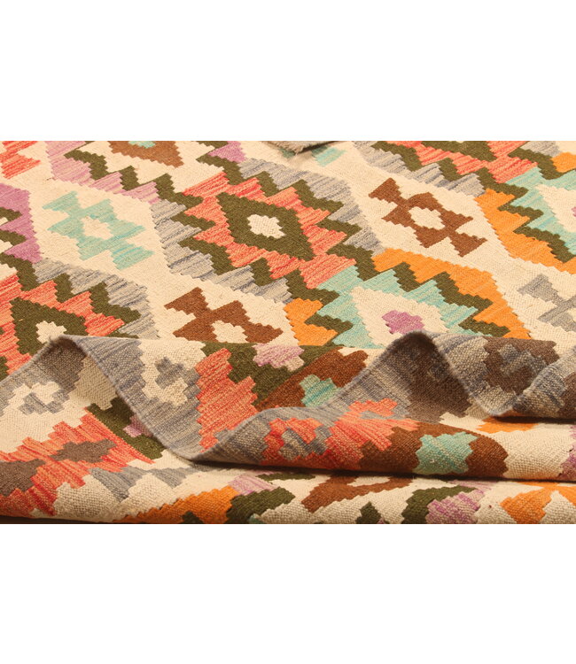 292x205cm Afghanischer orientalischer Wollteppich handgefertigter Kelim-Teppich