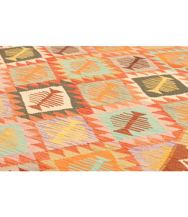 296x203cm Handgewebter Traditioneller Kelim Teppich Woll