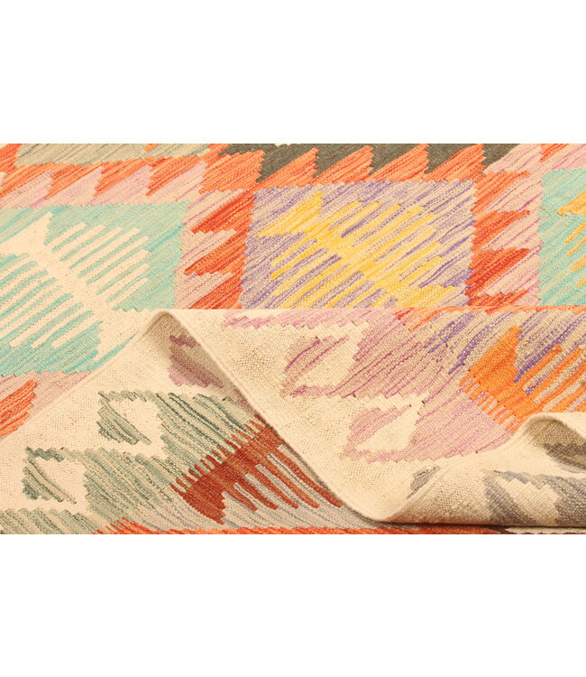 296x203cm Handgewebter Traditioneller Kelim Teppich Woll