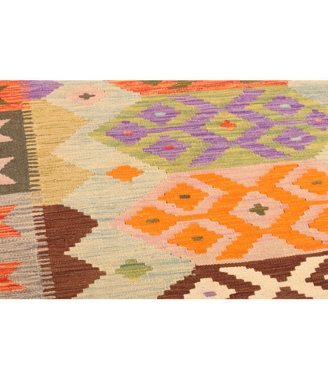 305x198cm Afghanischer orientalischer Wollteppich handgefertigter Kelim-Teppich