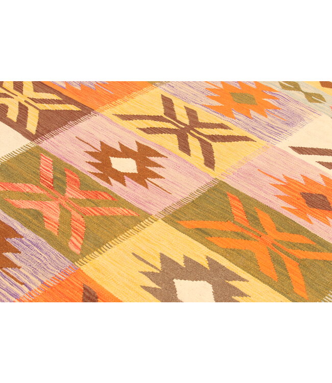 294x200cm Afghanischer orientalischer Wollteppich handgefertigter Kelim-Teppich