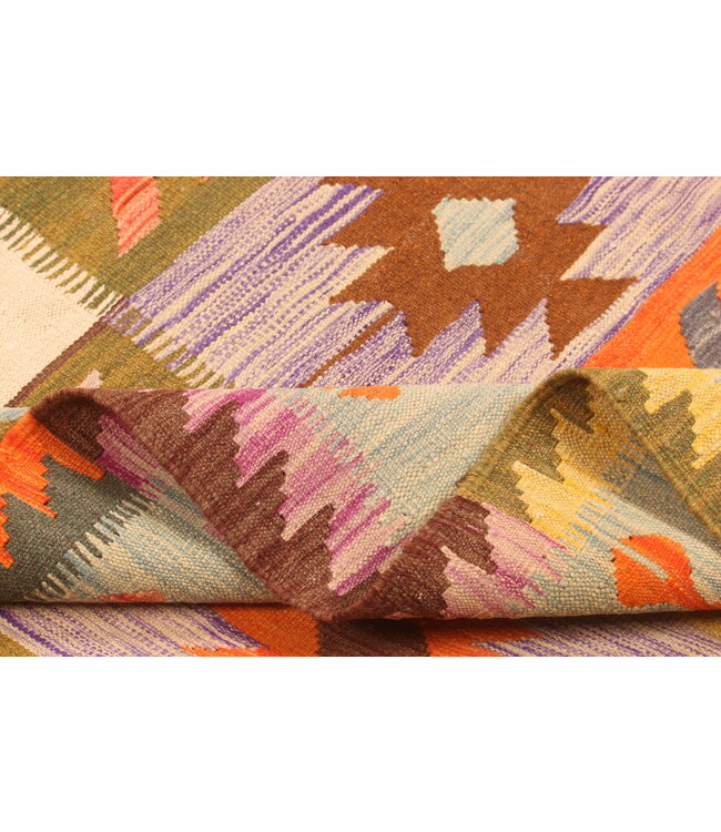 294x200cm Afghanischer orientalischer Wollteppich handgefertigter Kelim-Teppich