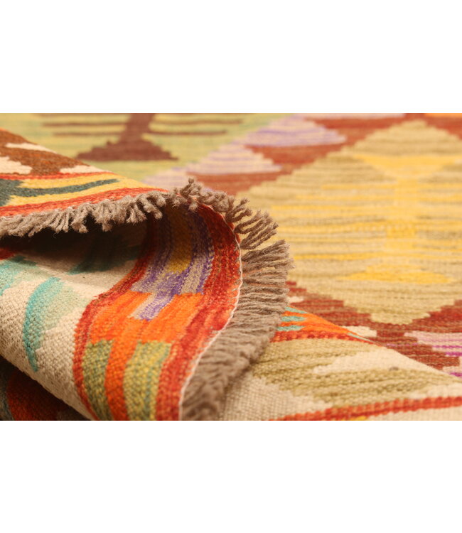 298x204cm Afghanischer orientalischer Wollteppich handgefertigter Kelim-Teppich