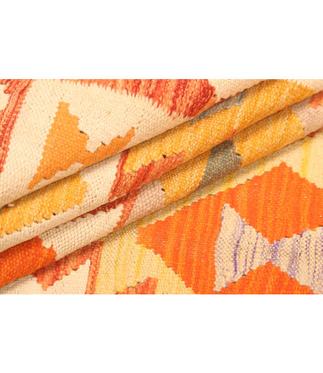 306x206cm Afghanischer orientalischer Wollteppich handgefertigter Kelim-Teppich