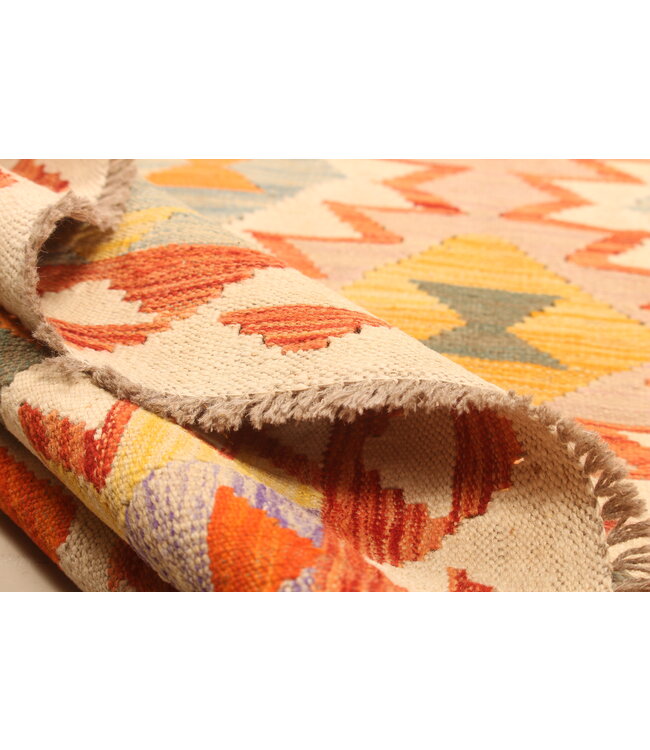 306x206cm Afghanischer orientalischer Wollteppich handgefertigter Kelim-Teppich