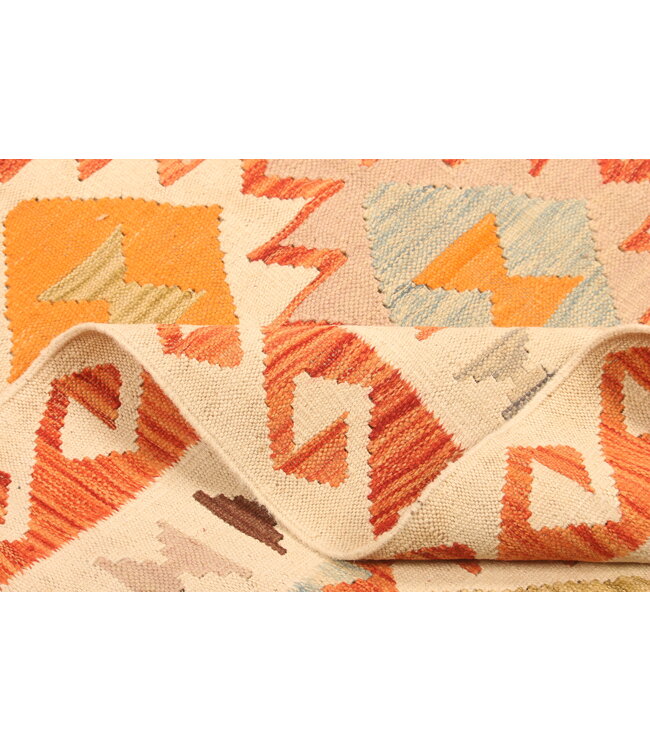 306x206cm Afghanischer orientalischer Wollteppich handgefertigter Kelim-Teppich