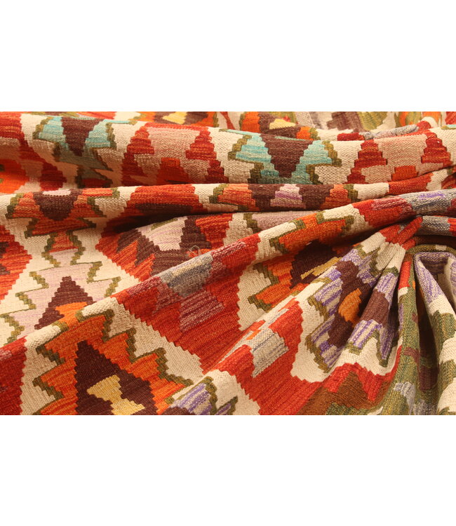 295x202cm Afghanischer orientalischer Wollteppich handgefertigter Kelim-Teppich