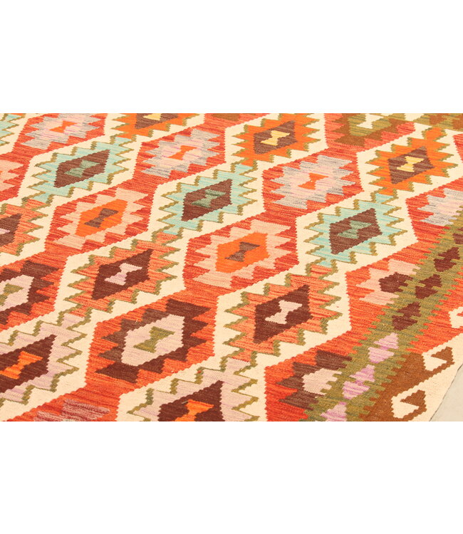 295x202cm Afghanischer orientalischer Wollteppich handgefertigter Kelim-Teppich